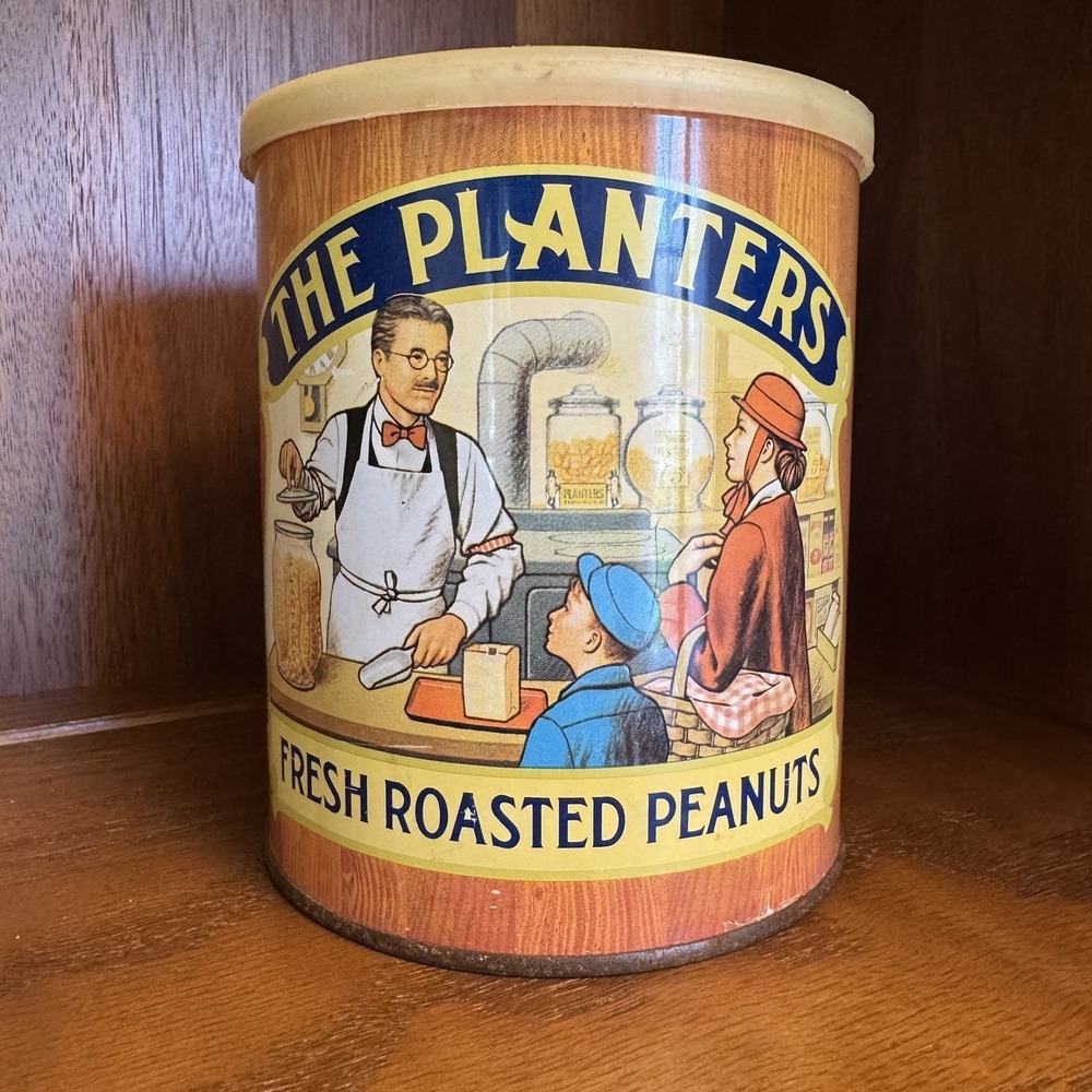 Planters 1982 Anniversary Fresh Roasted‎ Peanuts Collectible Metal Tin With Lid